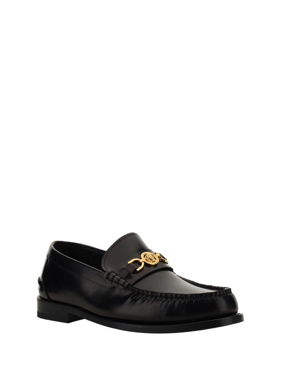 Leather Loafers Black-Gold Black/gold Calf