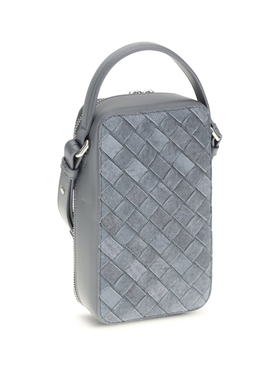 Phone Case Woven Calf Leather Cloudy Indigo-Grey Indigo/grey Shoulder Bags