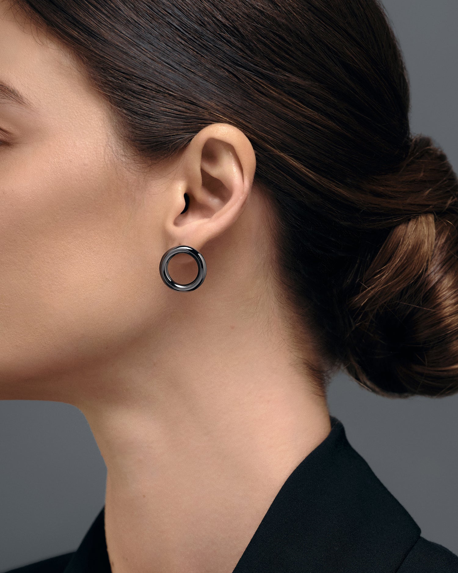 Earring Carre Ruthenium __single__ Earrings