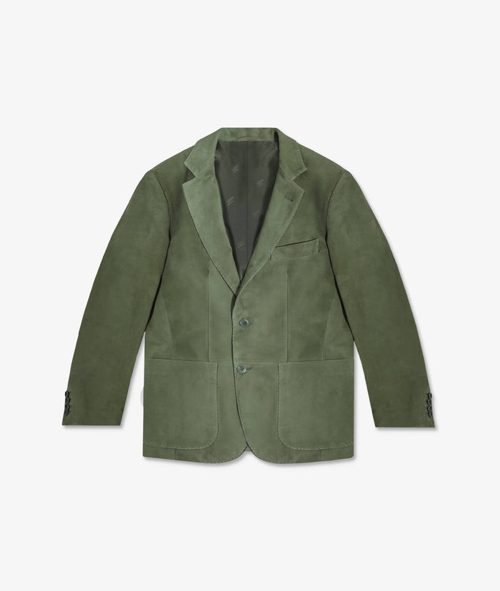 Single-Breasted Suede Jacket Kuwait Olive Leather