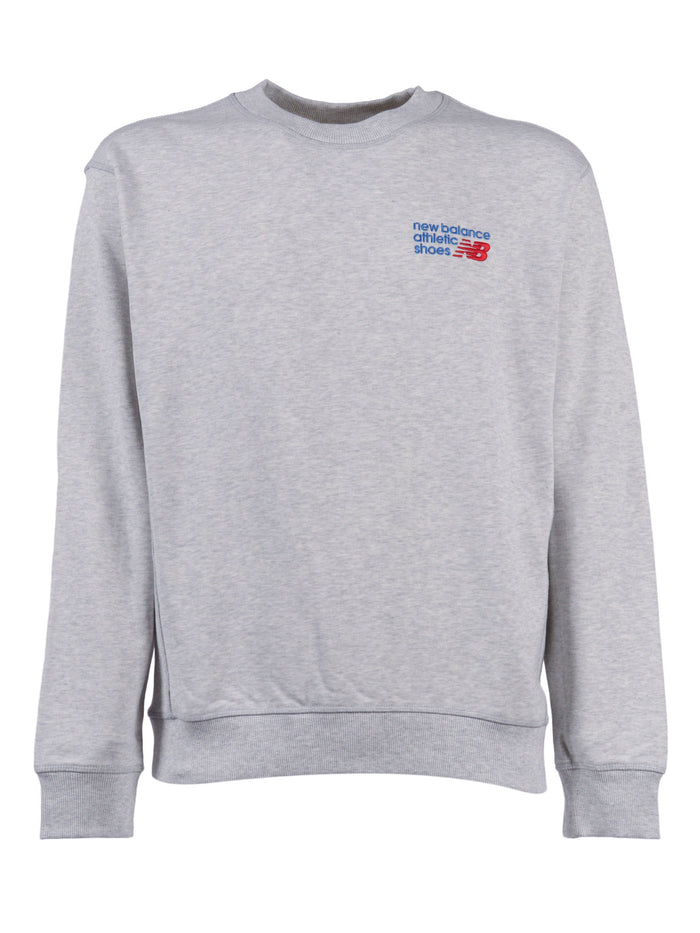 Athletics Premium Logo Crew - Ash Heather Grey Cotton Crewneck