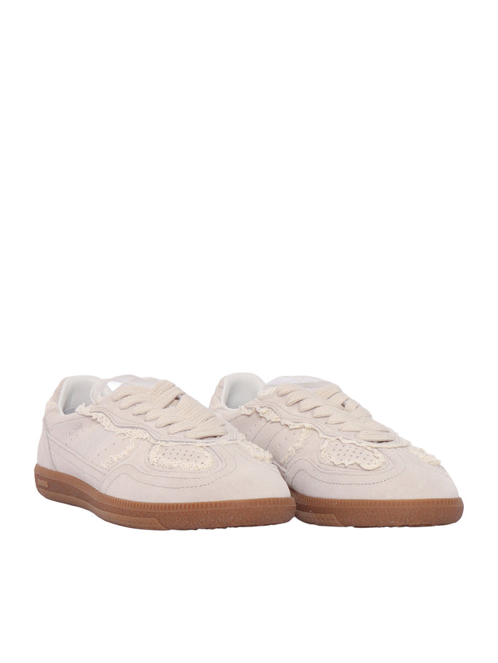 Tb.490 Crochet Cream Leather Sneakers Altezza tacco 2 cm Panna
