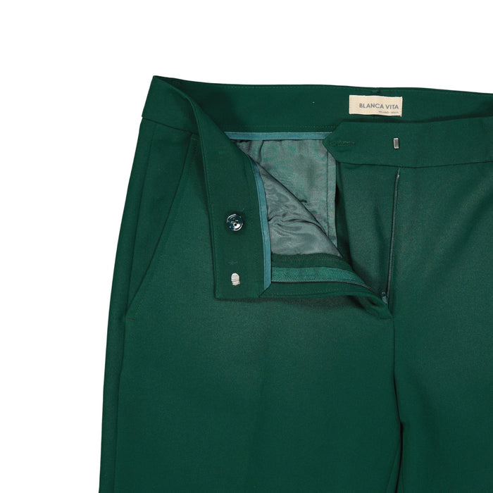 Blanca Vita Cropped Tailored Trousers Green Elastane Polyester