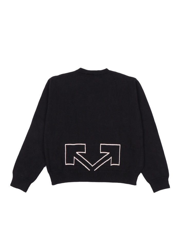 Type Logo Knit Crew Black - Soft Pink Cotton Sweatshirt