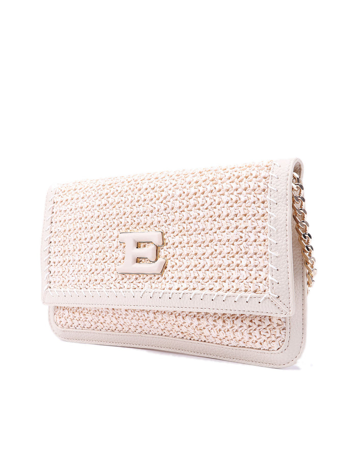 Pouch Eba Straw White Eco Leather Bag