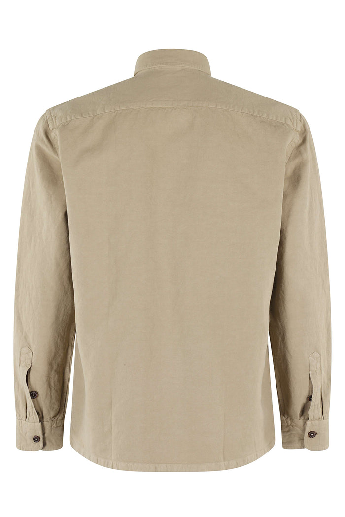 Camicia Over Tasconata Brown Lino Cotone