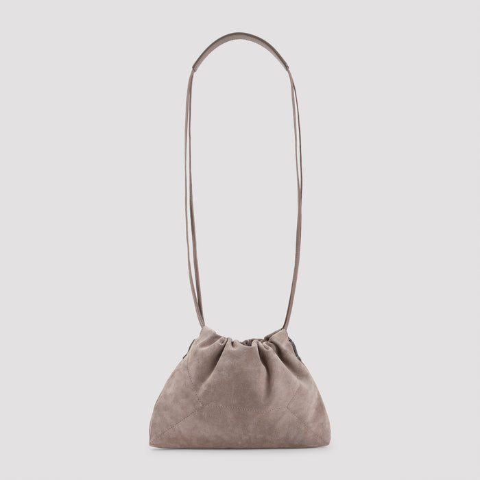 Suede Cross Body Bag Nude & Neutrals Leather