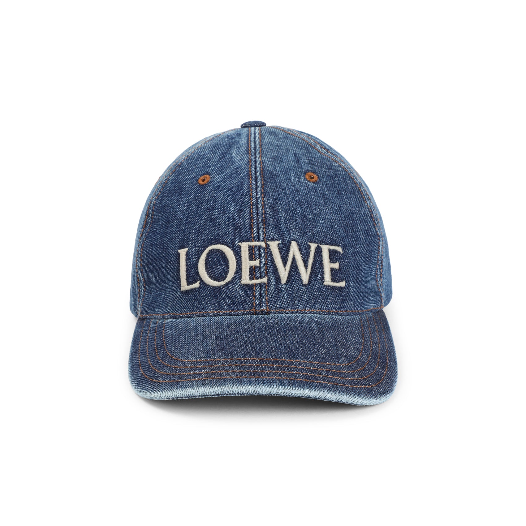 Denim Cap Blue Cotton Calf Skin Hat