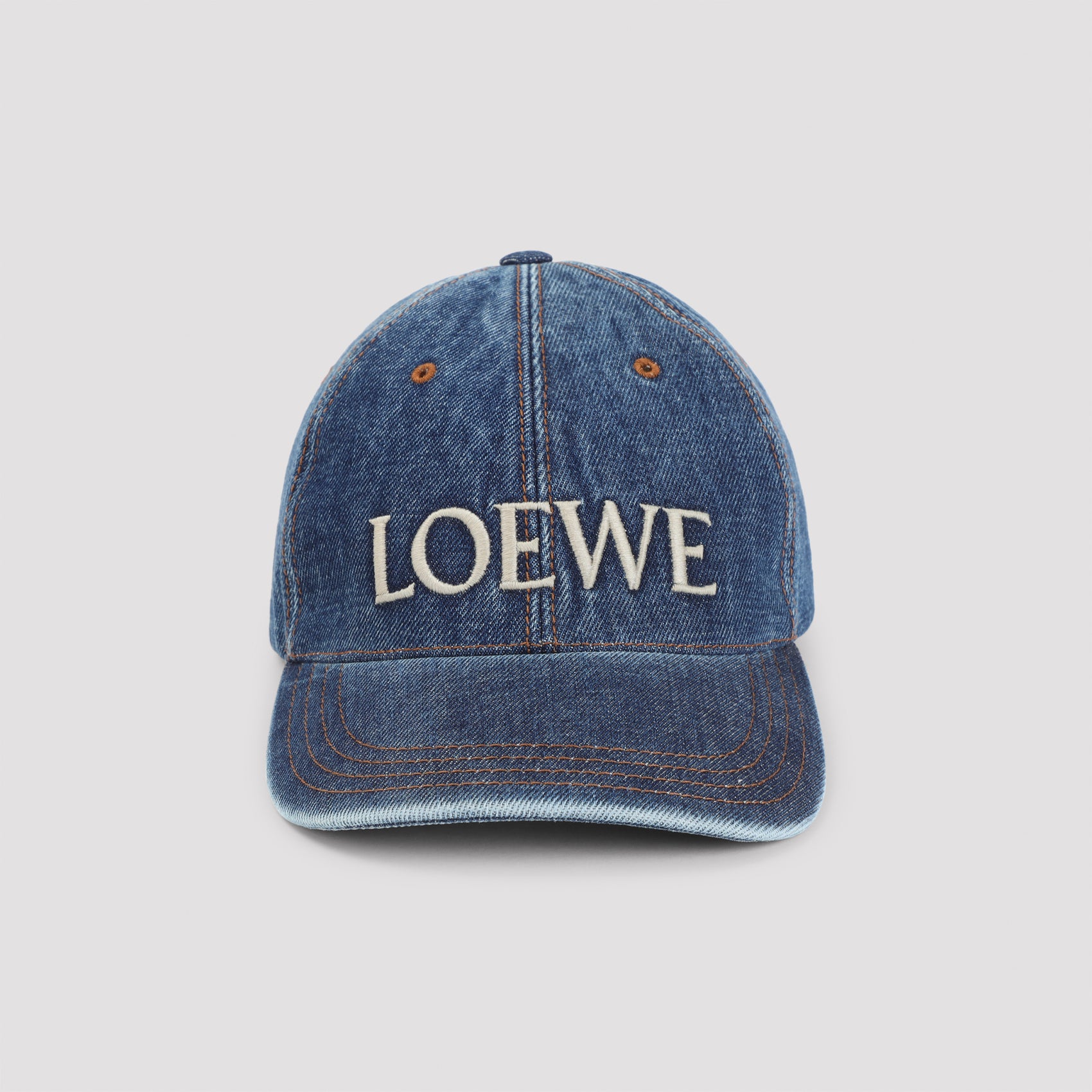 Denim Cap Blue Cotton Calf Skin Hat