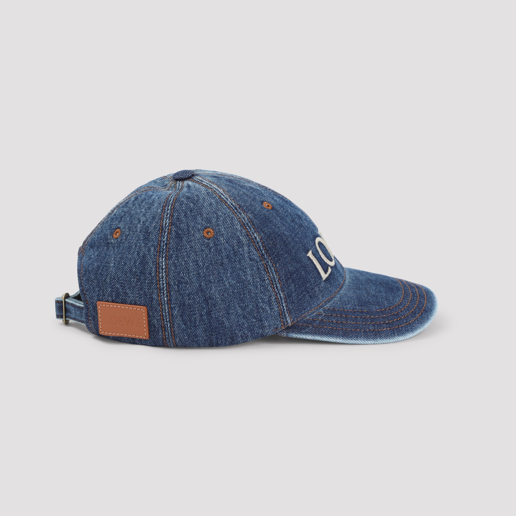 Denim Cap Blue Cotton Calf Skin Hat