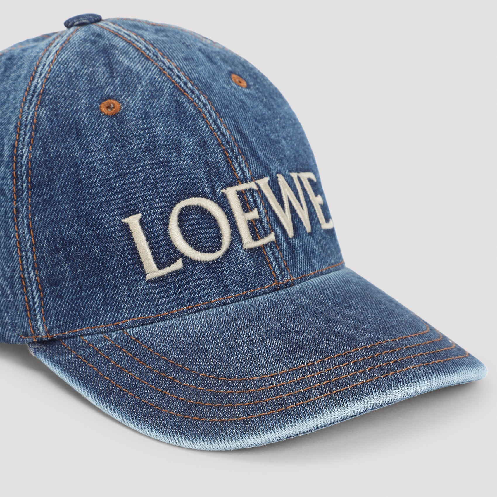 Denim Cap Blue Cotton Calf Skin Hat