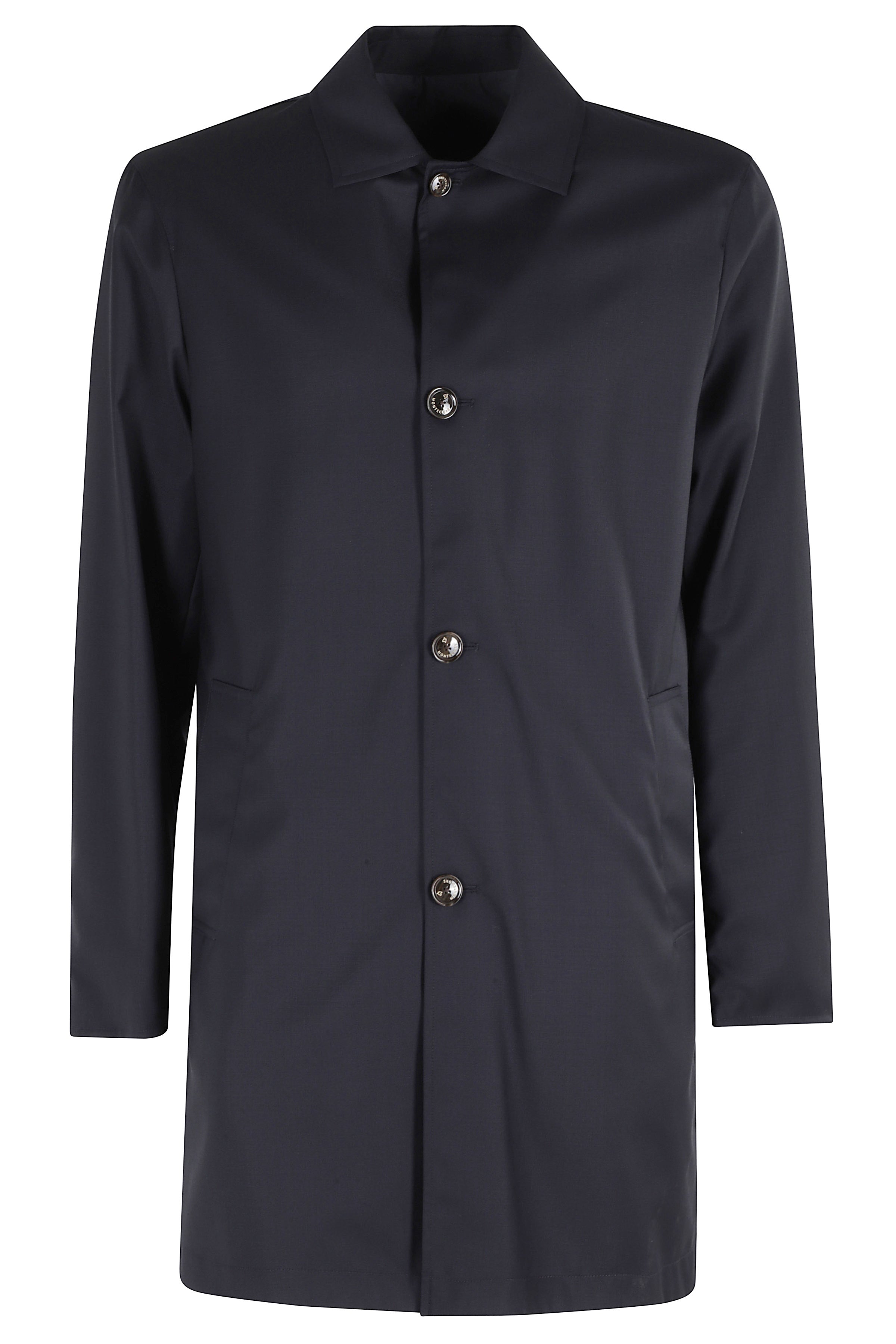 Impermeabile Reversibile Lana Merino Nylon Blue Vergine Cappotto
