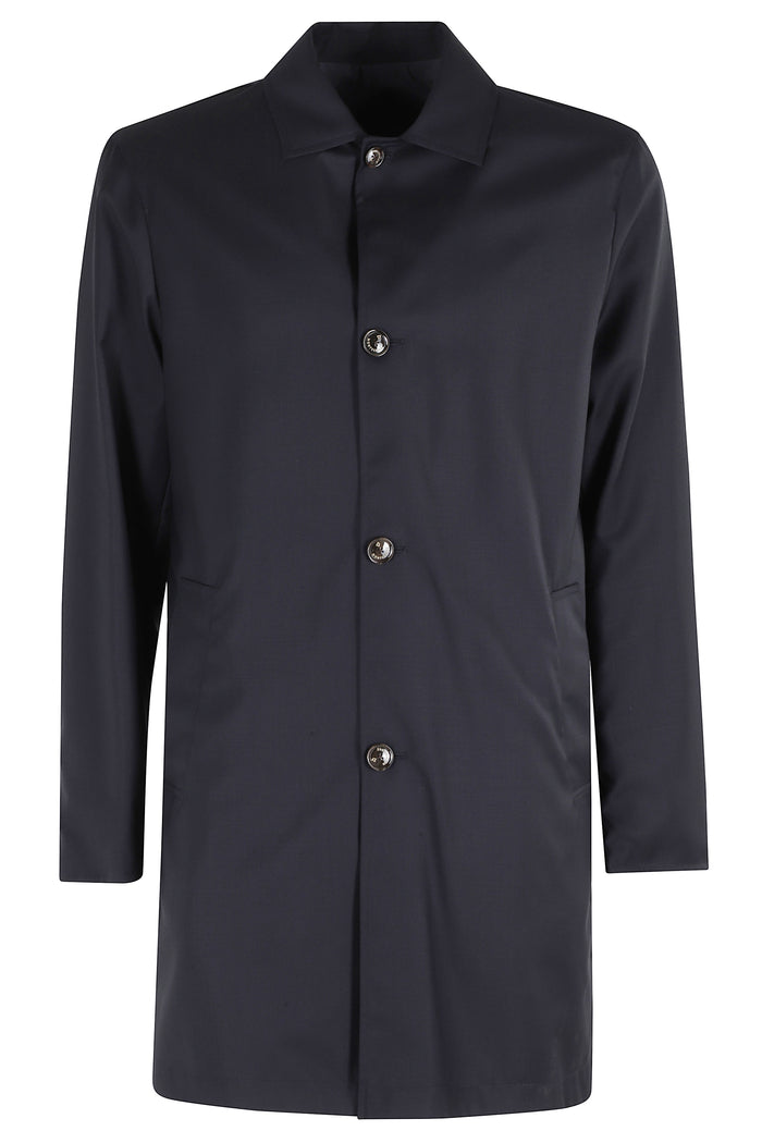 Impermeabile Reversibile Lana Merino Nylon Blue Vergine Cappotto