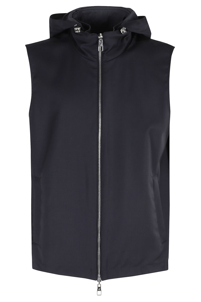 Gilet Reversibile Lana Merino Nylon Blue Vergine