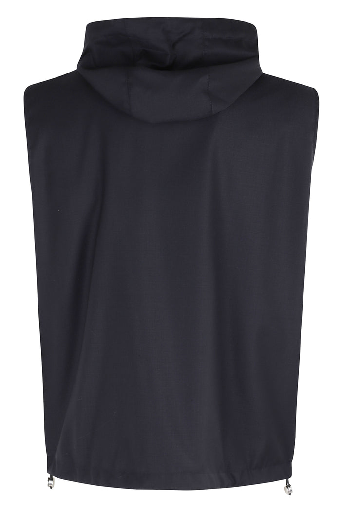 Gilet Reversibile Lana Merino Nylon Blue Vergine