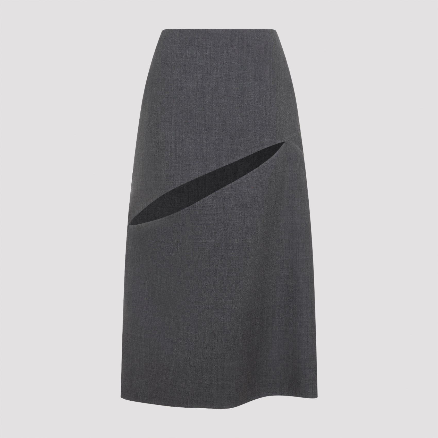 Midi Skirt Grey Virgin Wool Silk