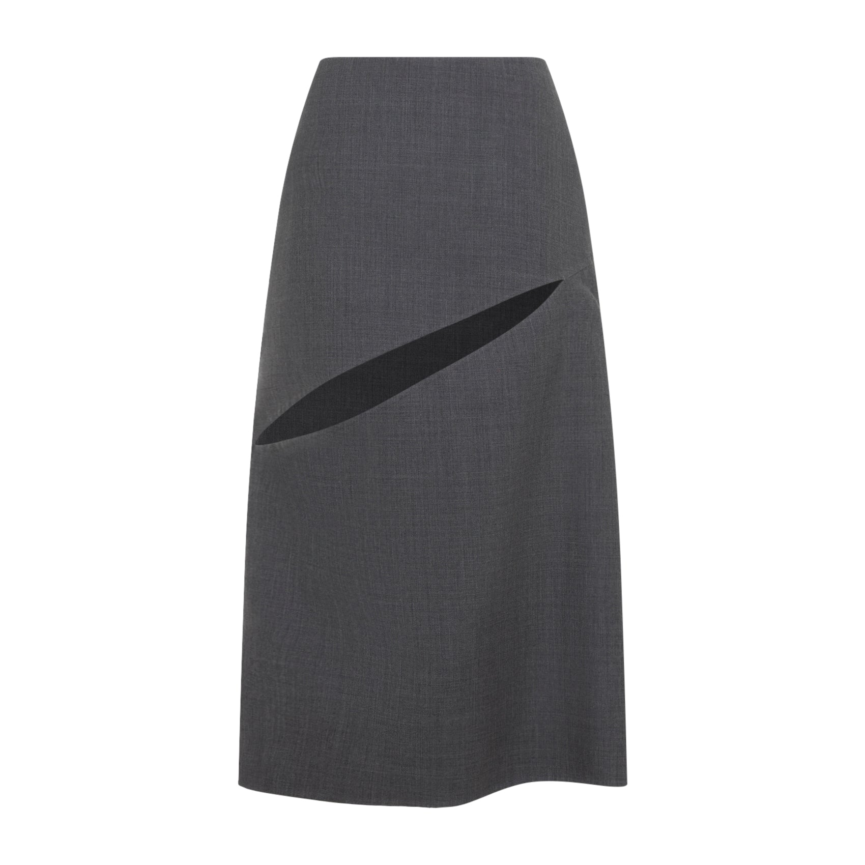 Midi Skirt Grey Virgin Wool Silk