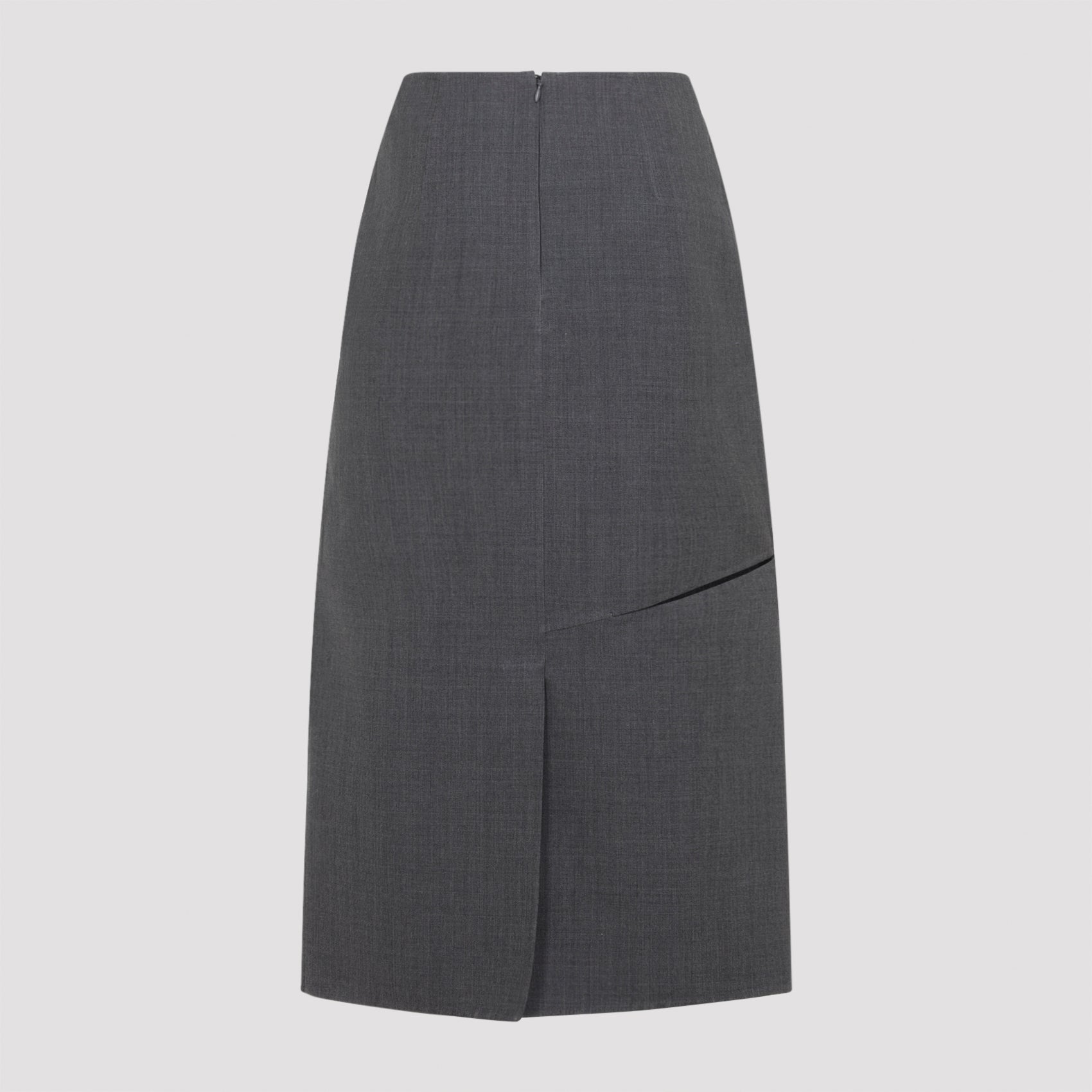 Midi Skirt Grey Virgin Wool Silk