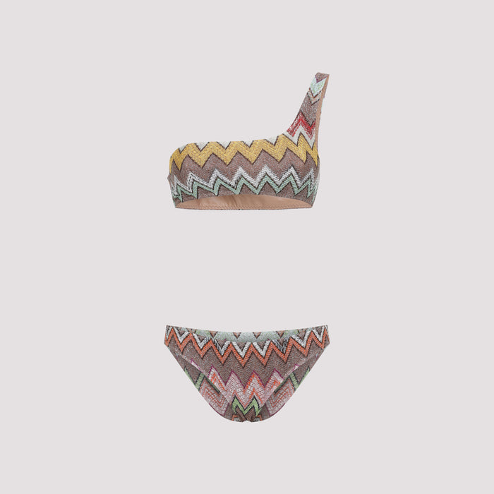 Viscose Bikini Multicolour Metallized Fibers Swimwear