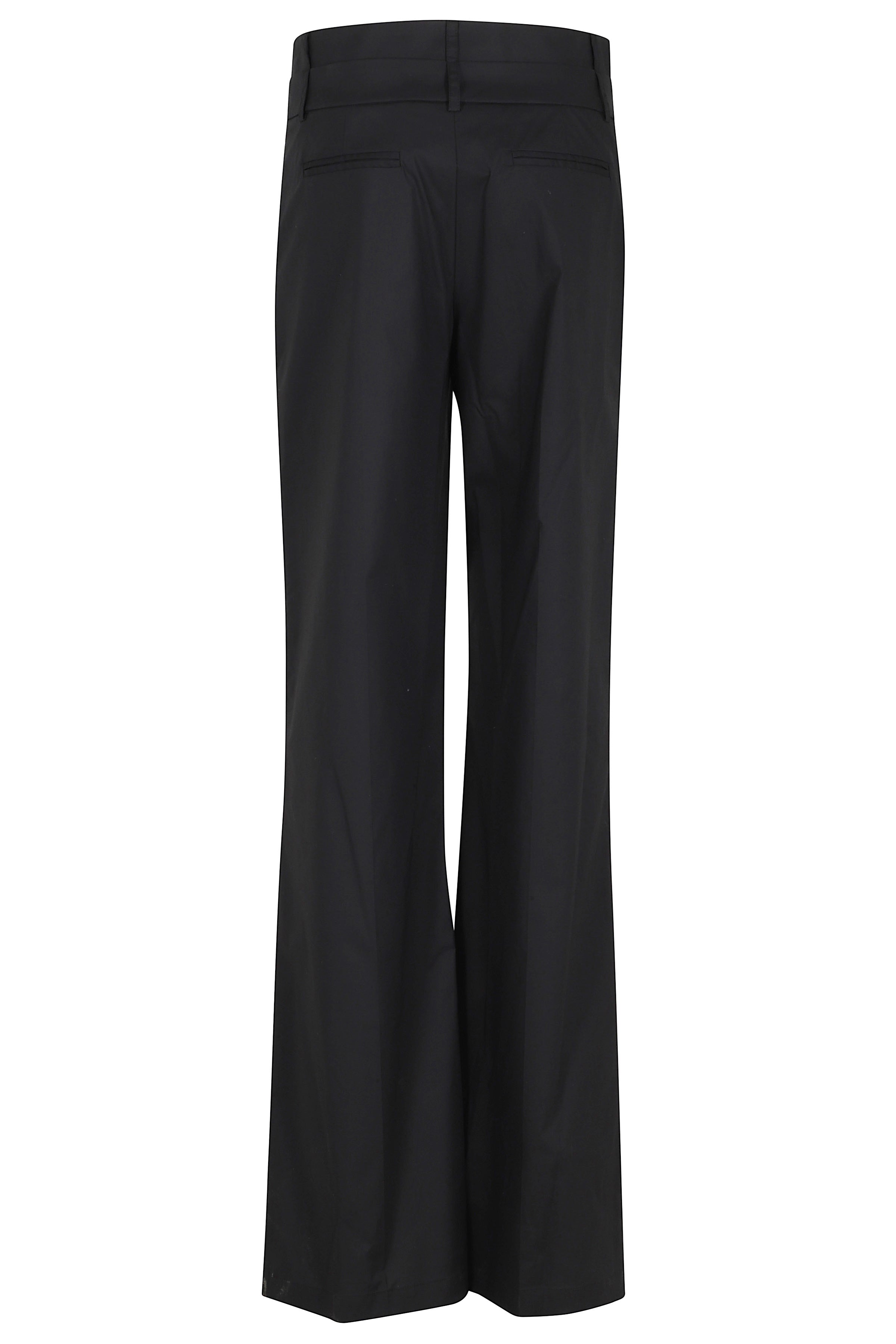 Pantalone Doppiocinto Popeline Black Cotone Elastan Pantaloni