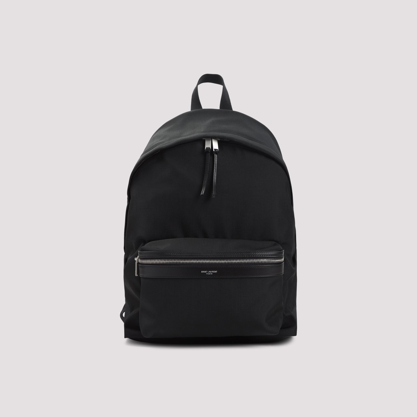 City Backpack Black Canvas Leather Bag