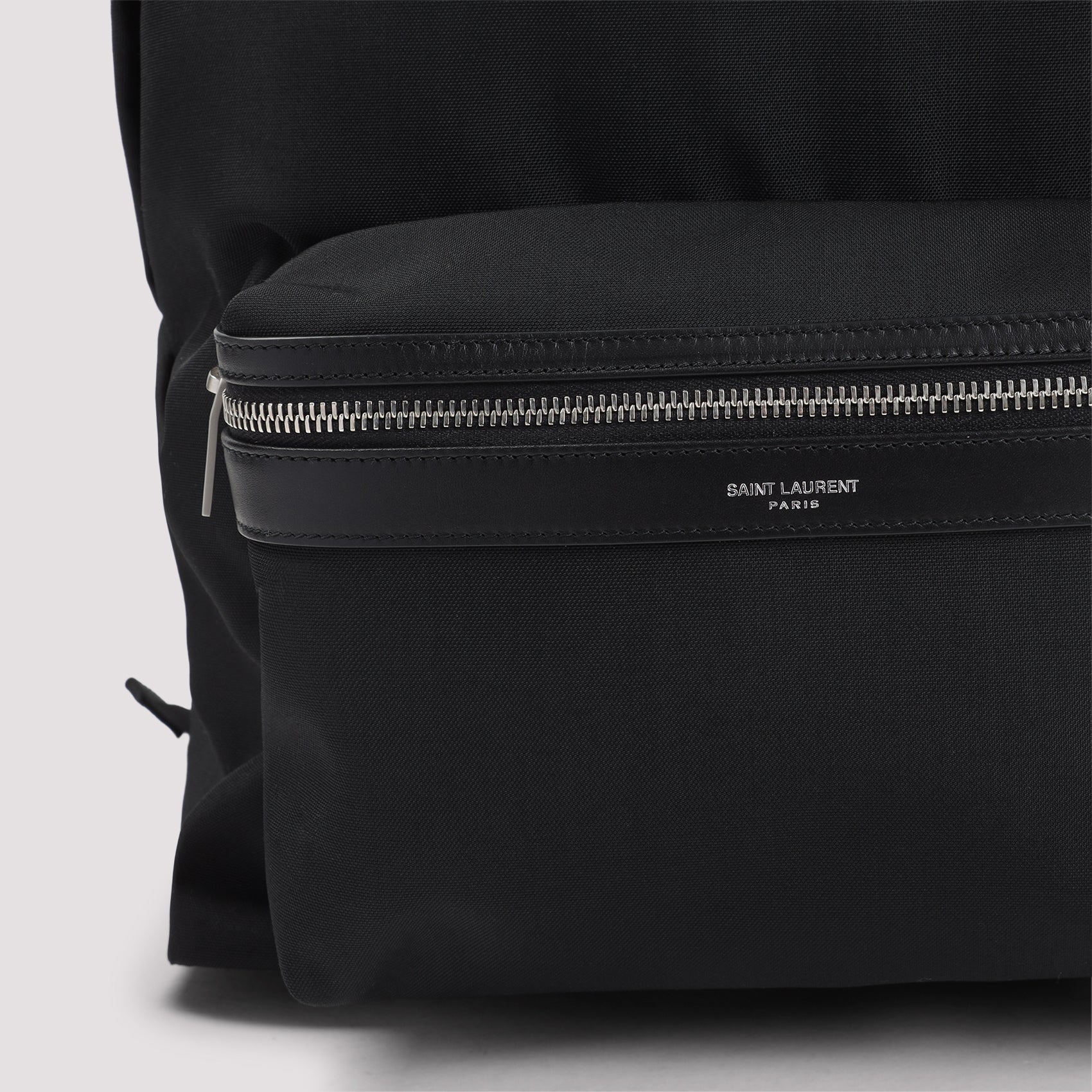 City Backpack Black Canvas Leather Bag