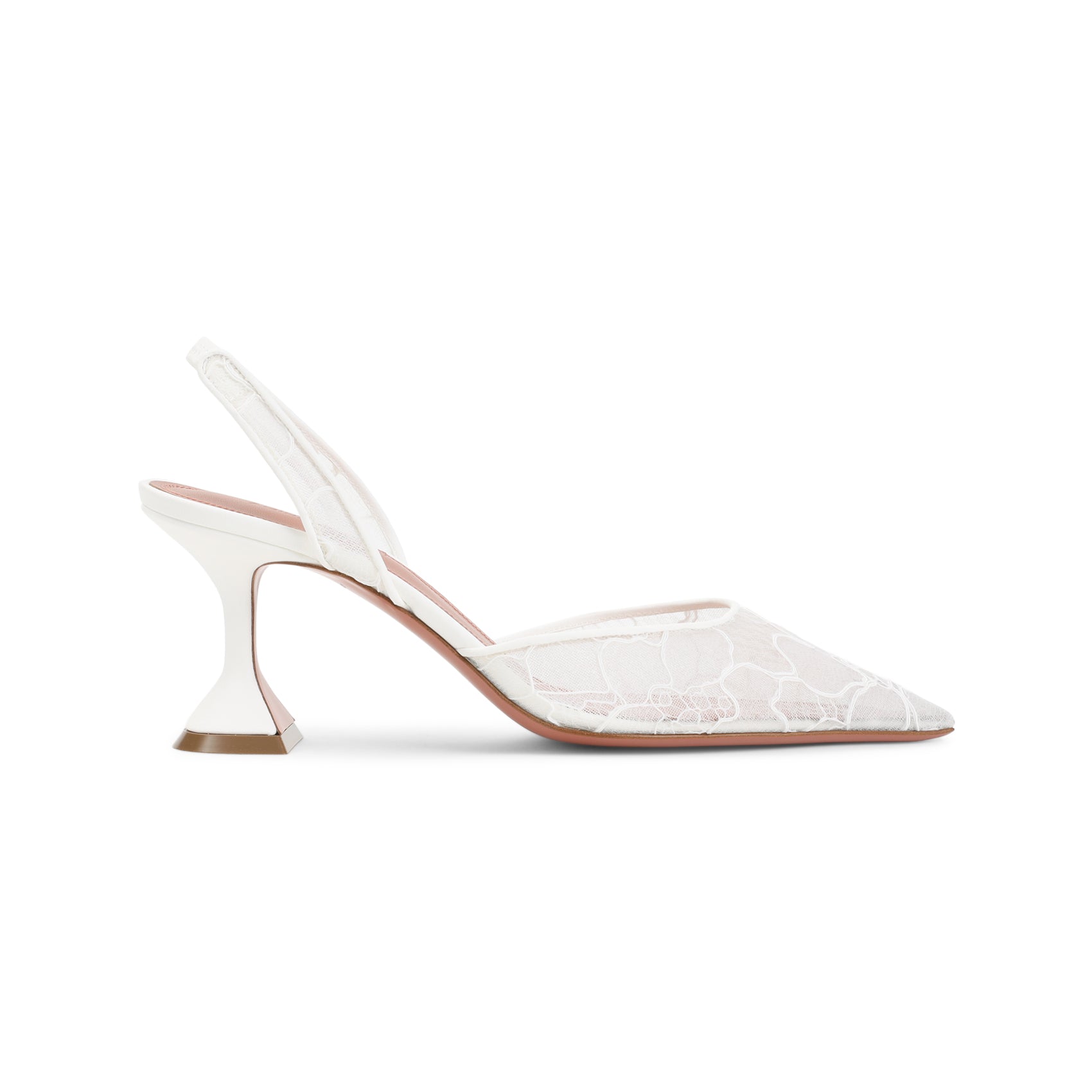 Holli Lace 70 Sling Mules White Leather Mesh