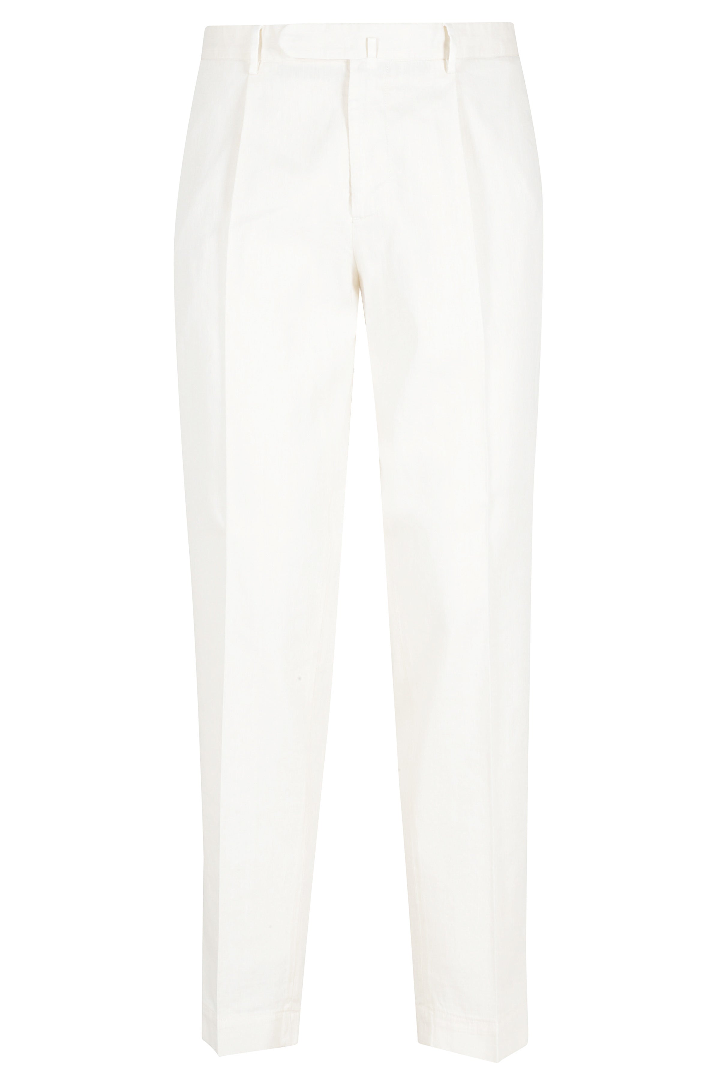 Pantalone Gabardina Cotone Lino Stretch Tinta Unita White Lana Cashmere Pantaloni