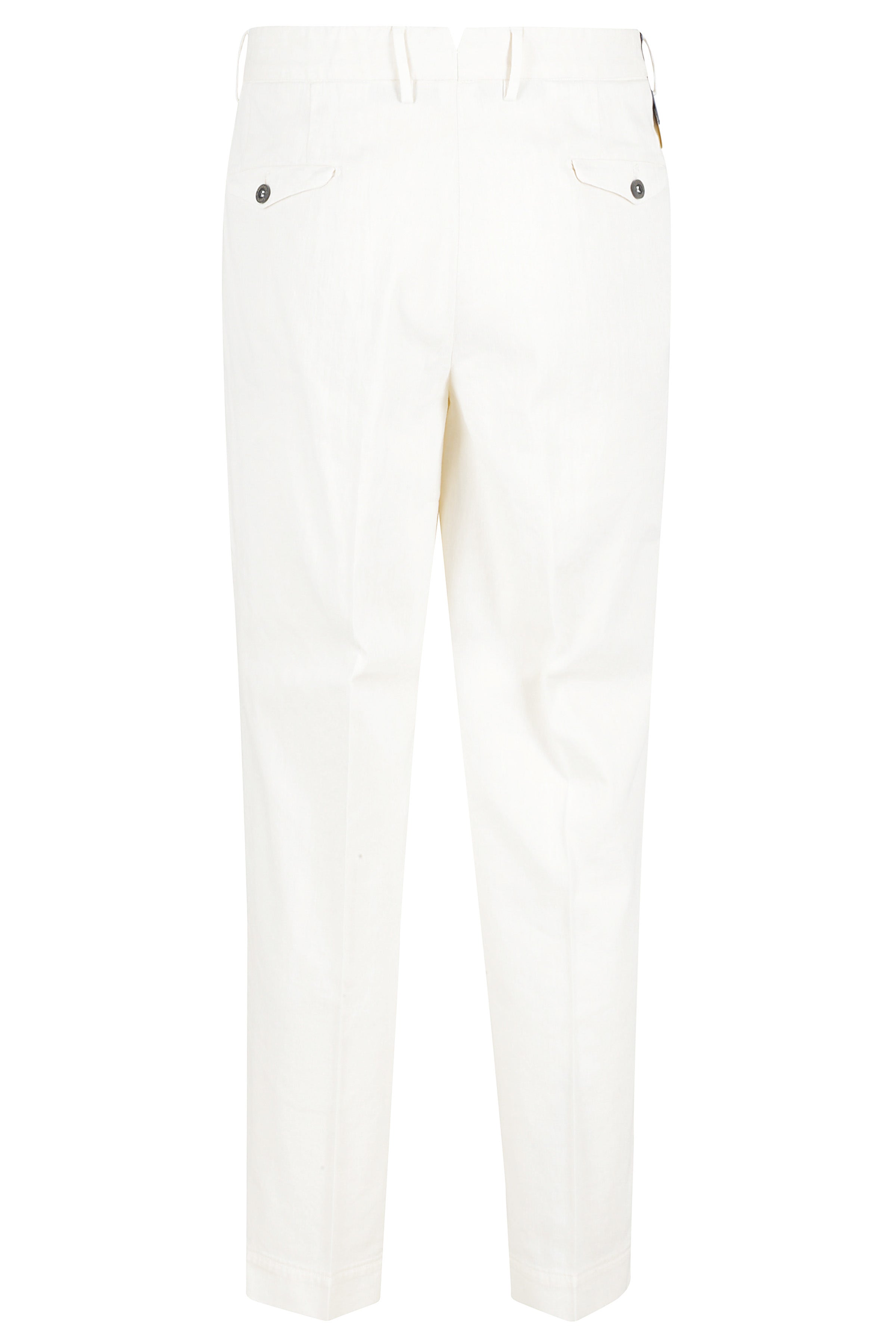 Pantalone Gabardina Cotone Lino Stretch Tinta Unita White Lana Cashmere Pantaloni