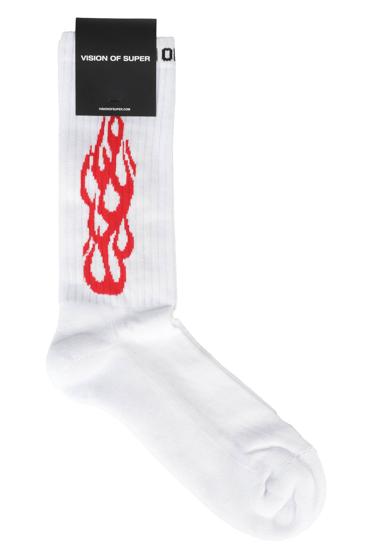 White Socks With Red Tribal Cotone Calze