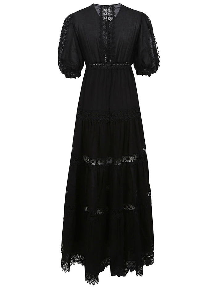 Long Dress Nadine Black Cotton Polyester Abito