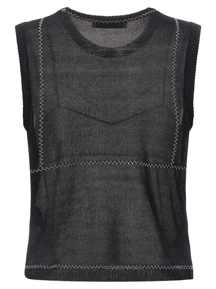 Mesh Top Black Polyamide Cotton Tops