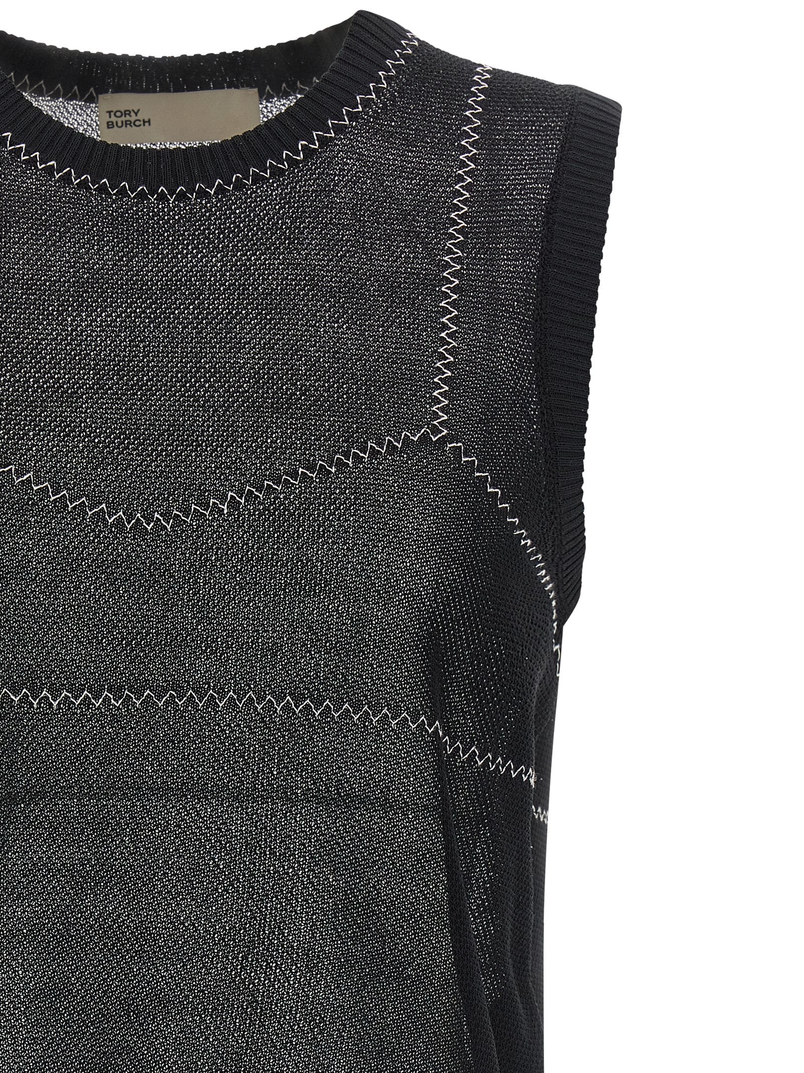 Mesh Top Black Polyamide Cotton Tops