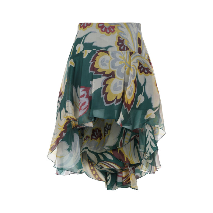 Asymmetric Mini Skirt Silk