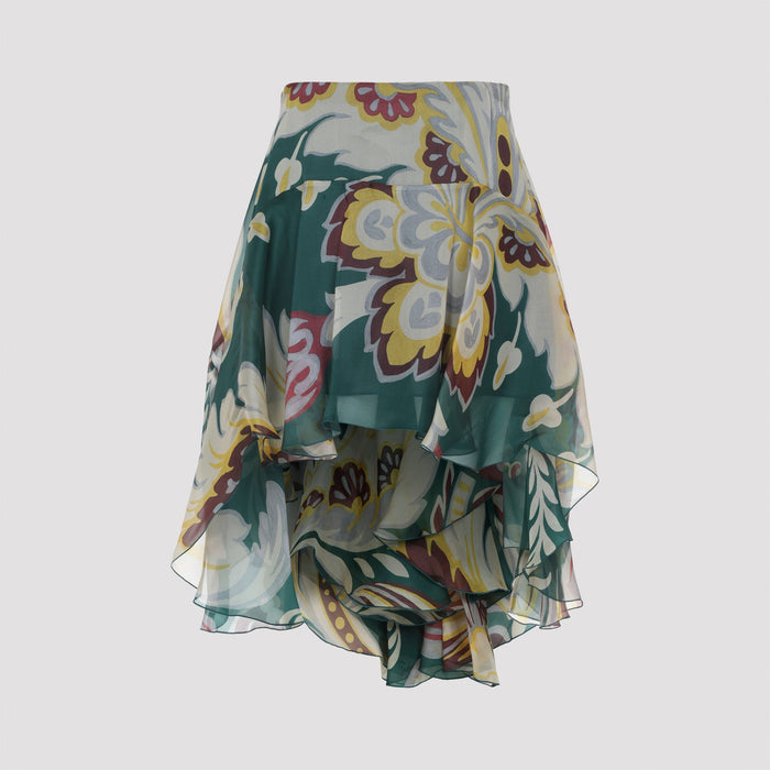 Asymmetric Mini Skirt Silk