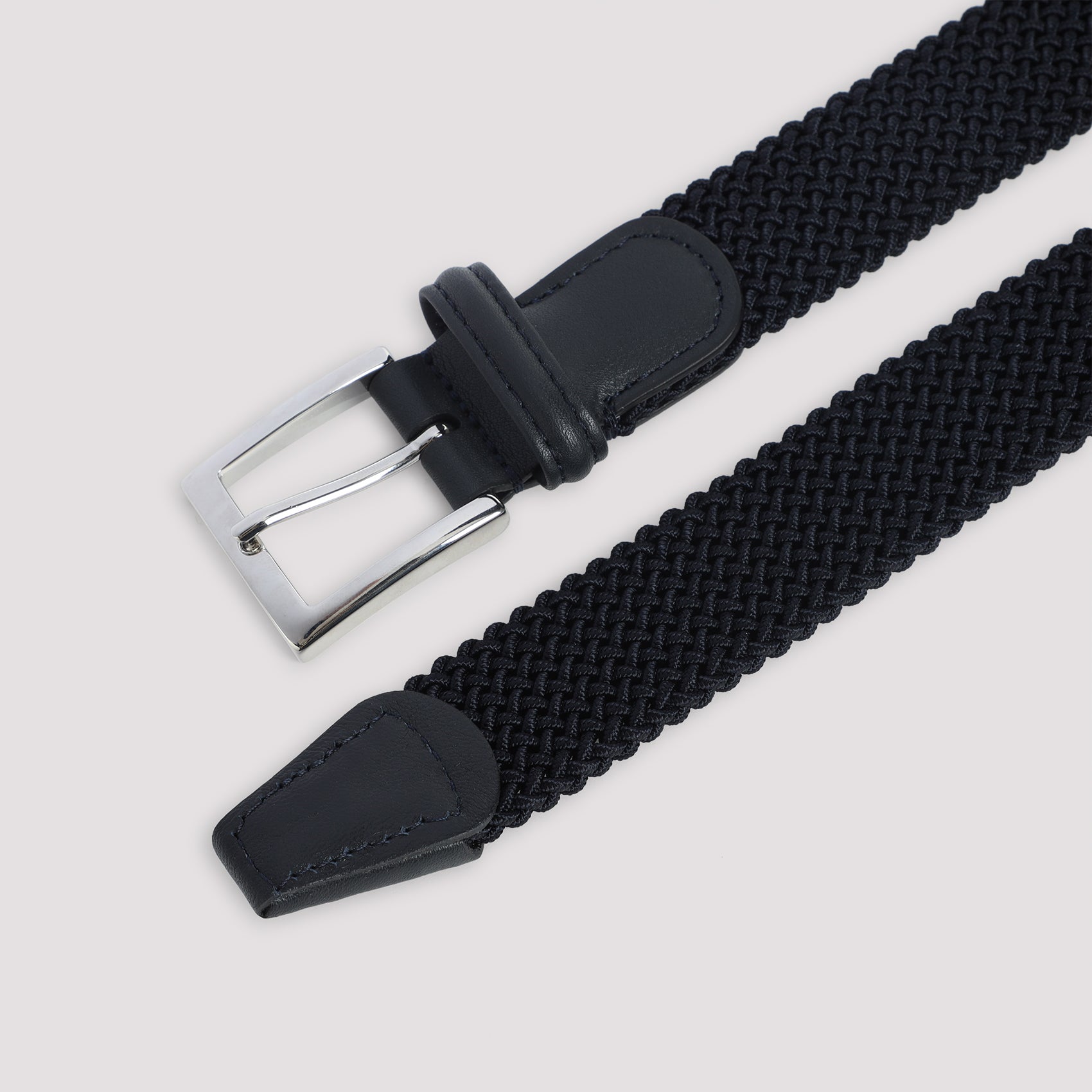 Elastic Belt Blue Calf Leather