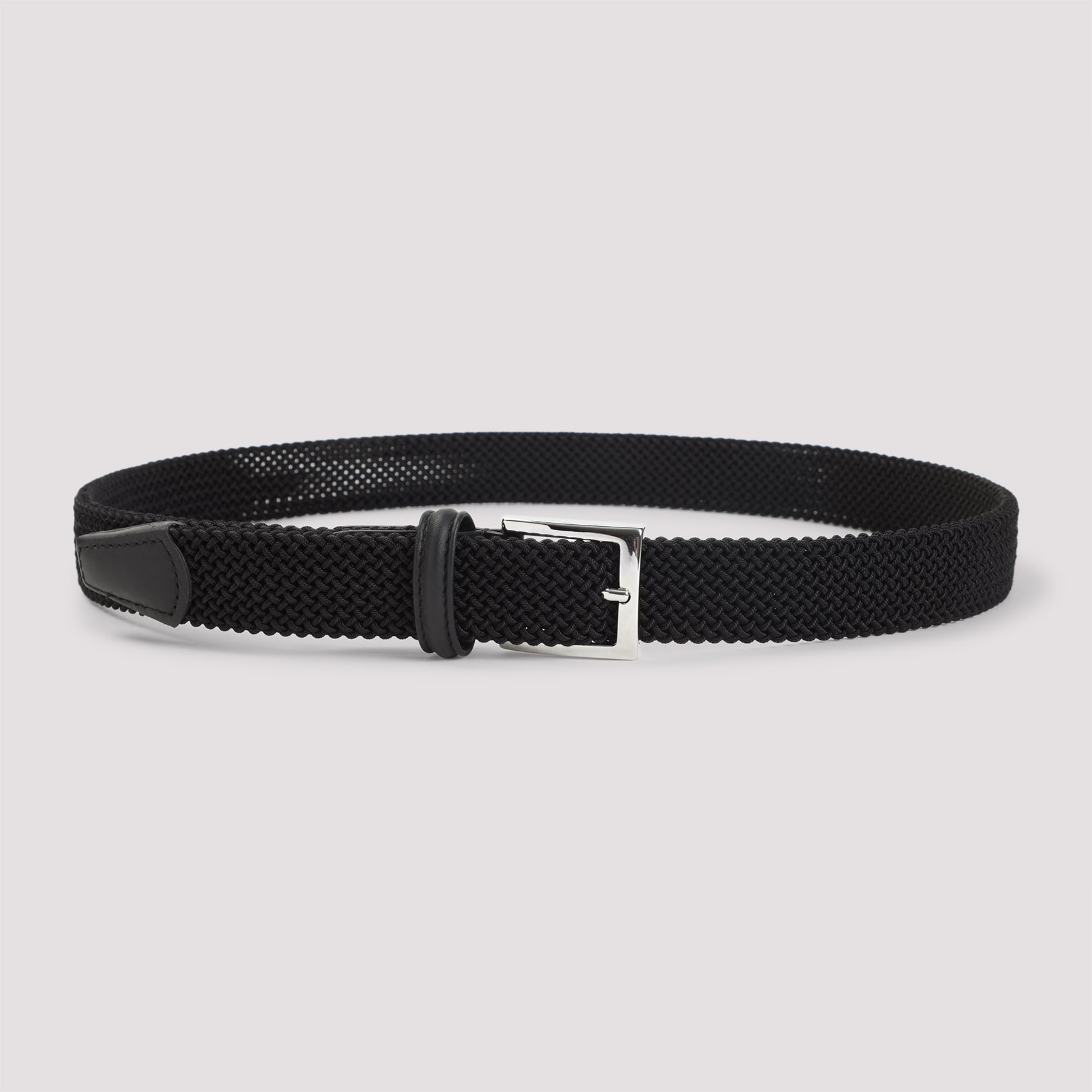 Elastic Belt Black Calf Leather