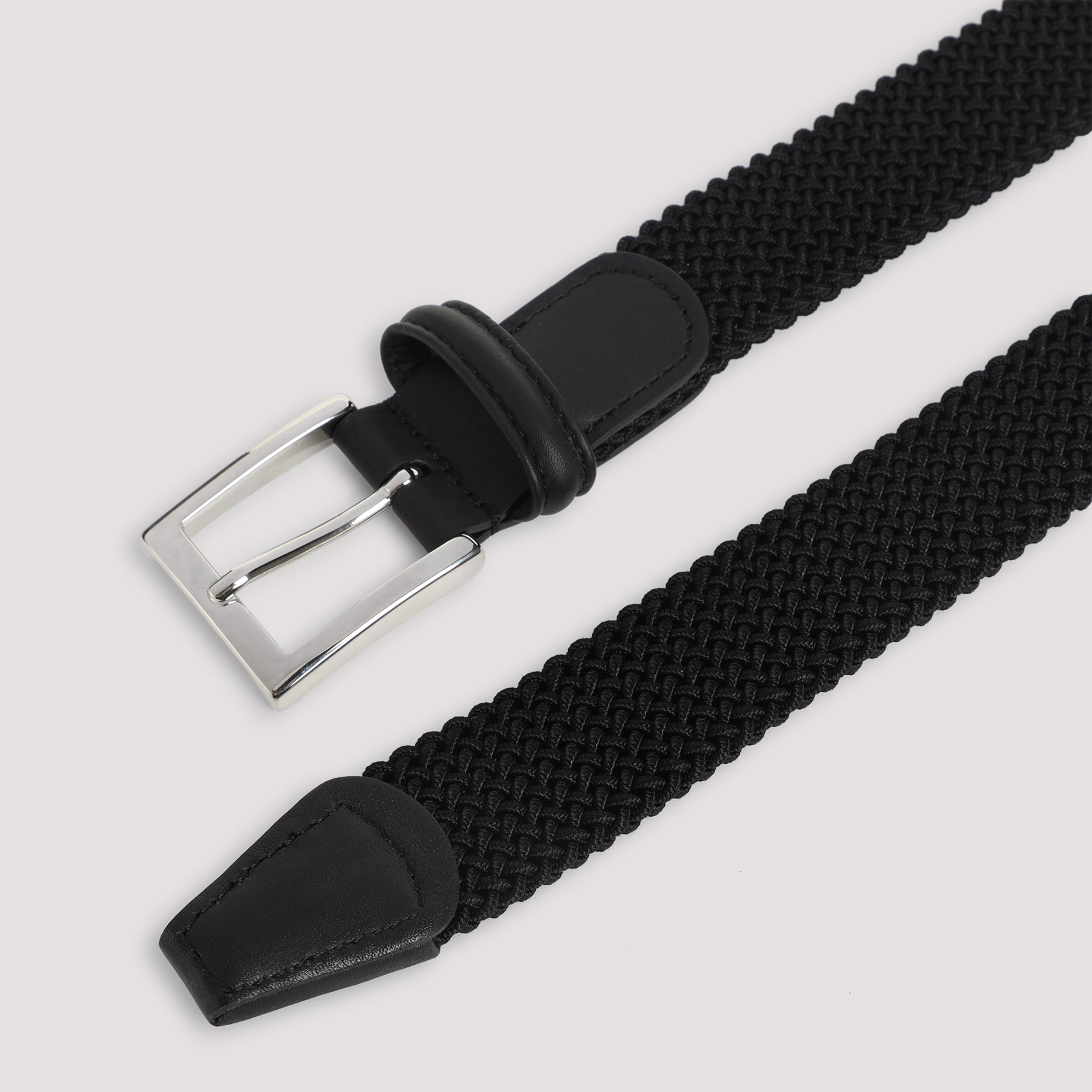 Elastic Belt Black Calf Leather