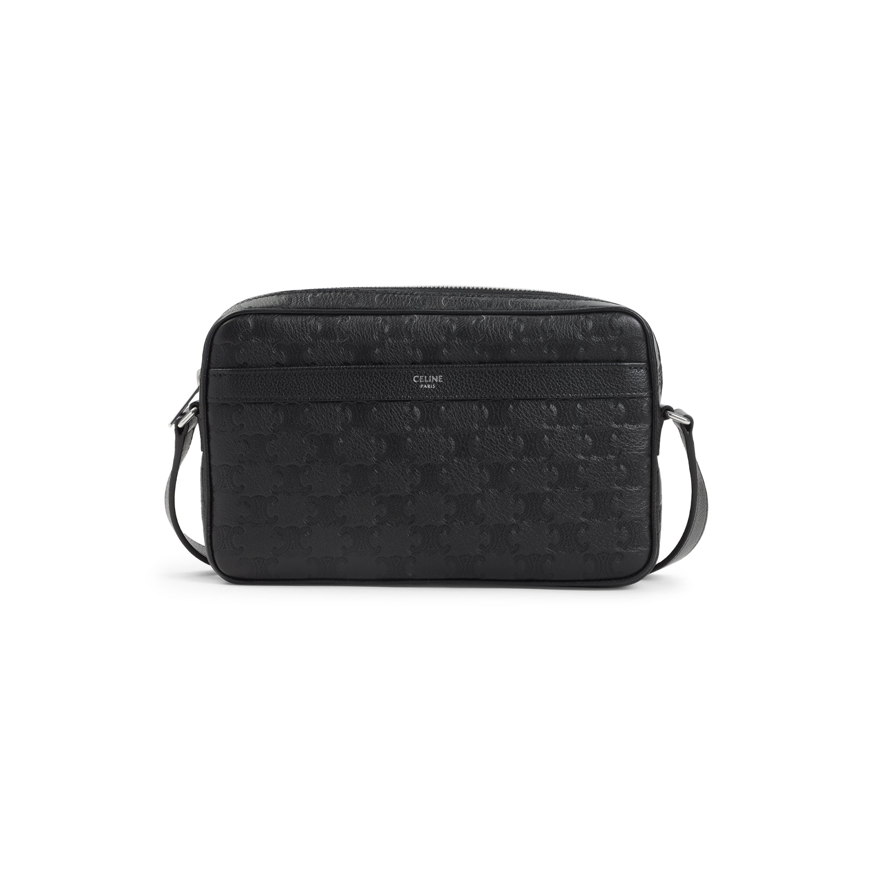 Horizontal Messenger Handbag Black Calf Leather Lamb Bag