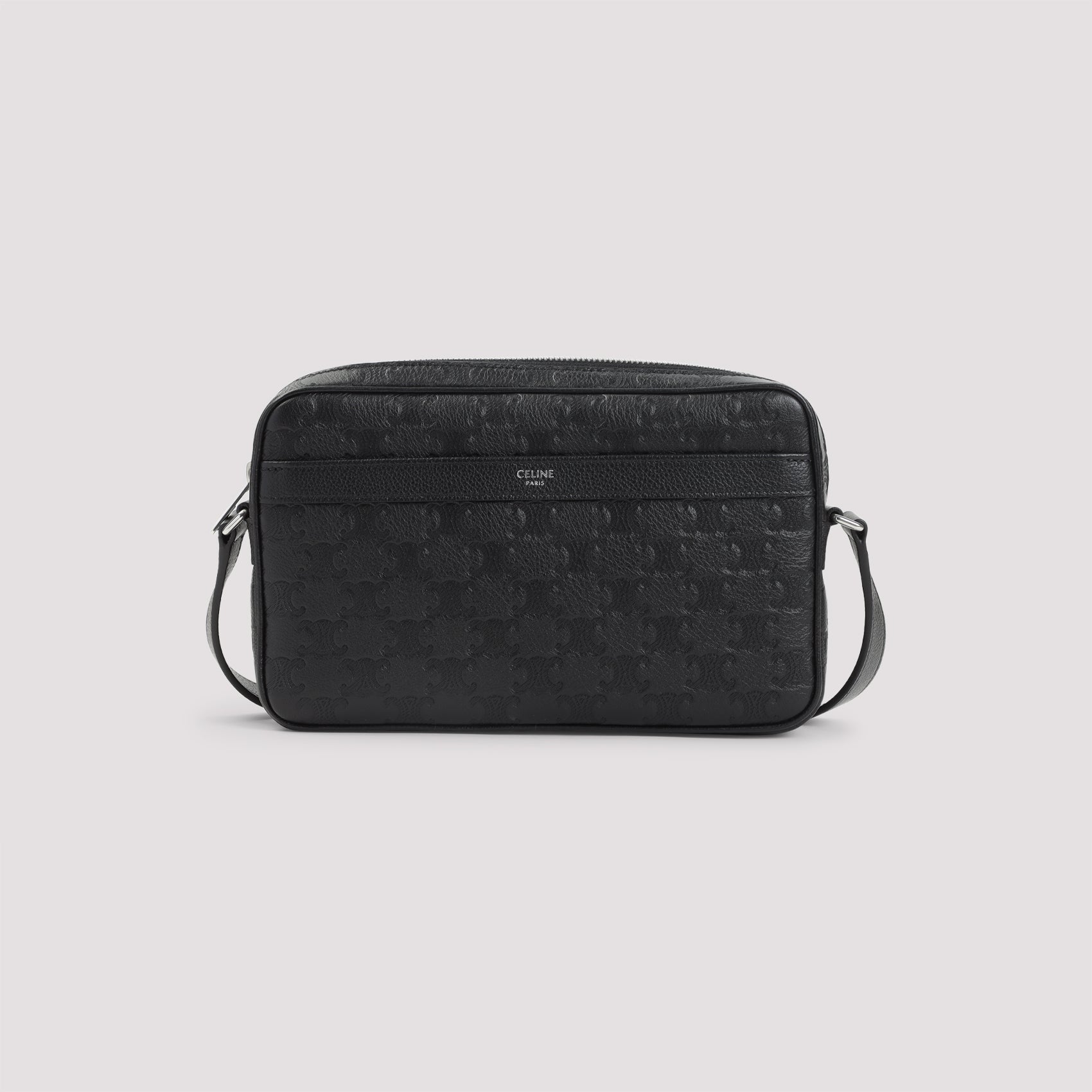 Horizontal Messenger Handbag Black Calf Leather Lamb Bag