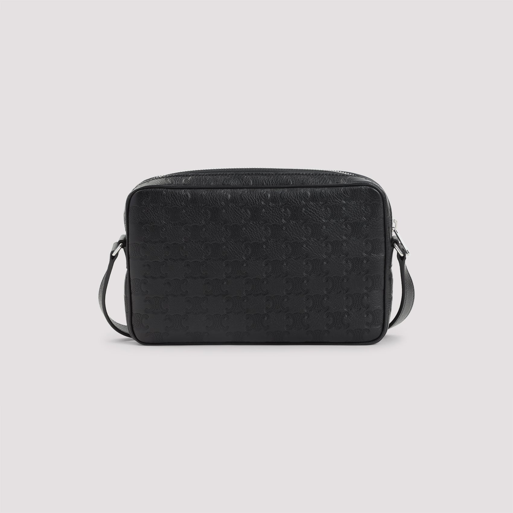 Horizontal Messenger Handbag Black Calf Leather Lamb Bag