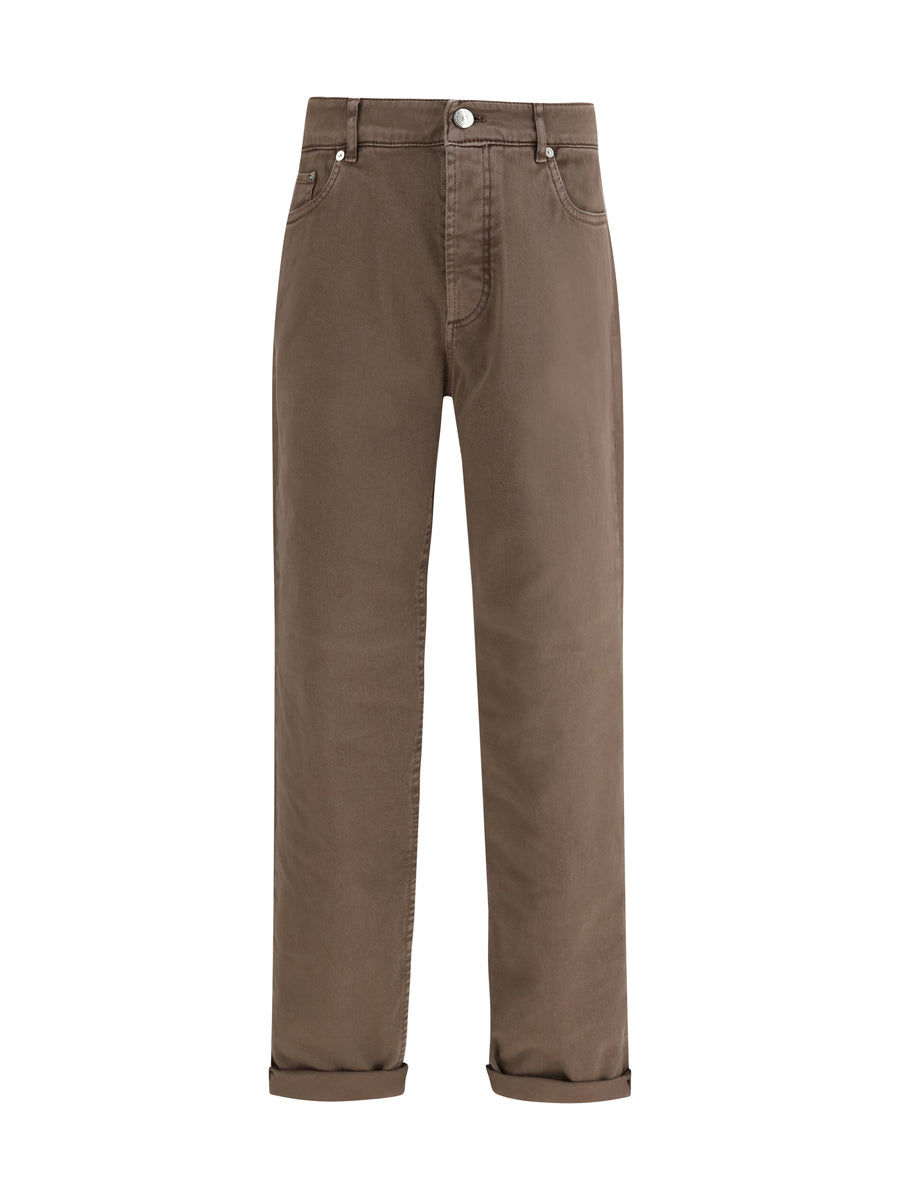 Turn-Up Hem Jeans Hazelnut Cotton