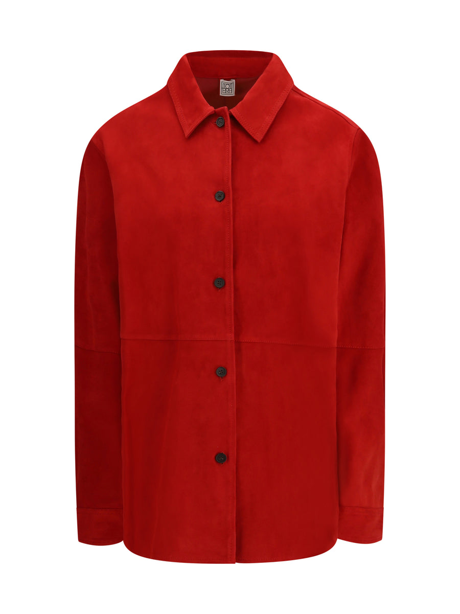 Suede Shirt Jacket Poppy Lambskin Leather