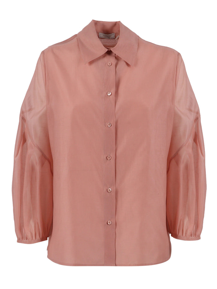 BLOUSE Pink Cotton Silk Shirt