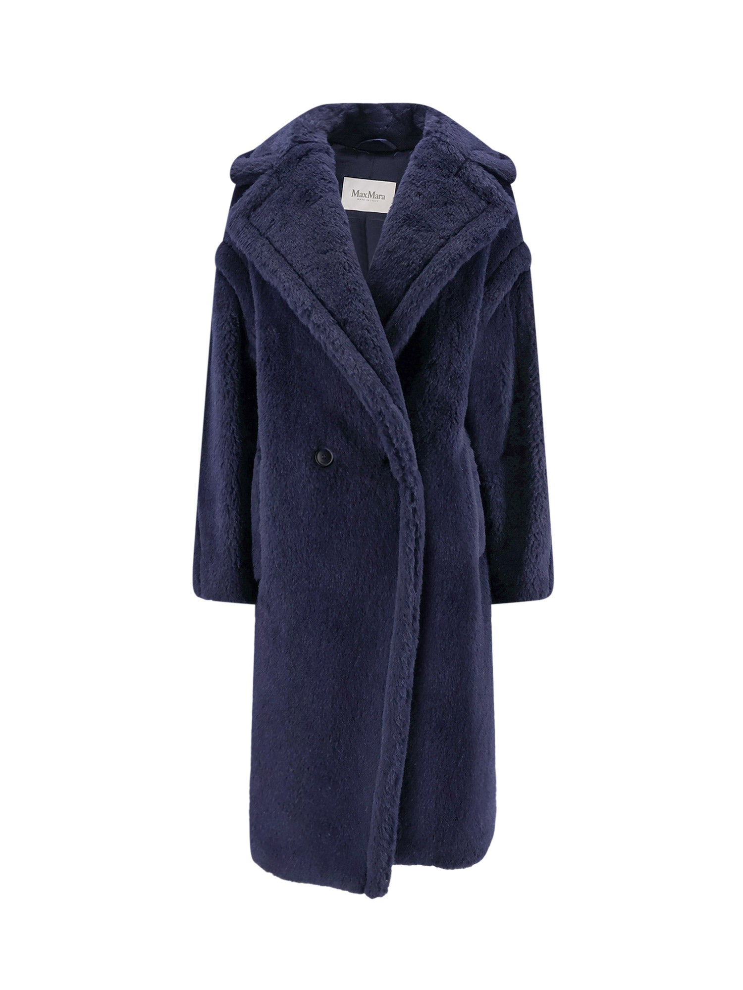 Max Mara Coats Blu Marino Alpaca Lana Seta