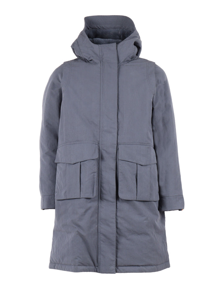 Brunil Cotton Feel Down Jacket Blue Long Puffer