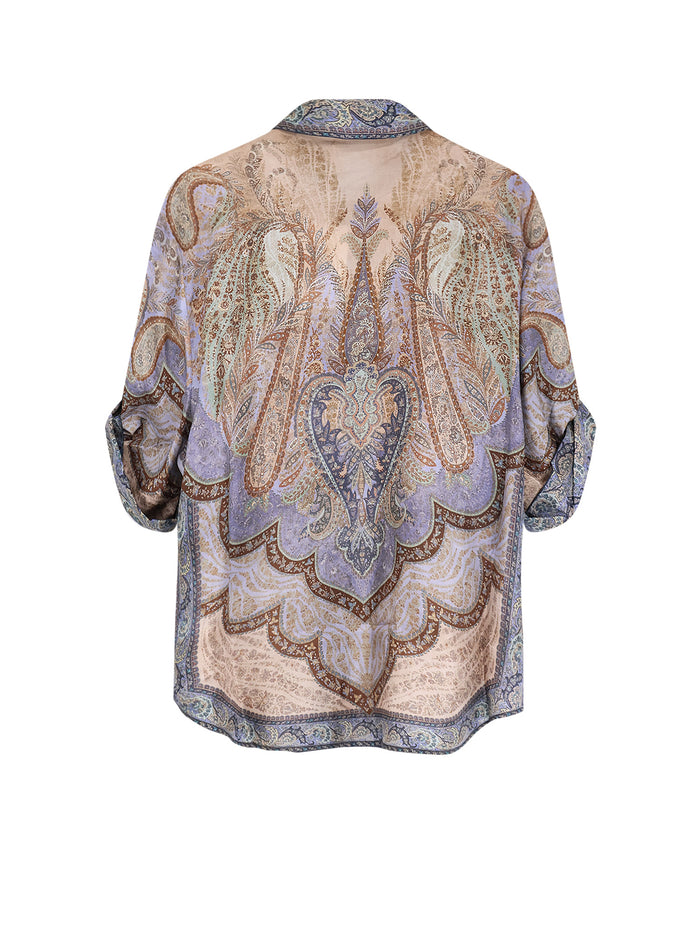 Zimmermann Shirts Tapestry Blue Multi Seta