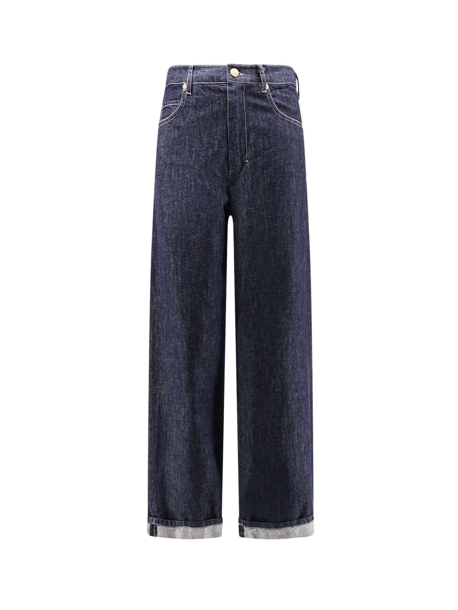 S Max Mara Jeans Blu Marino Cotone Kapoc