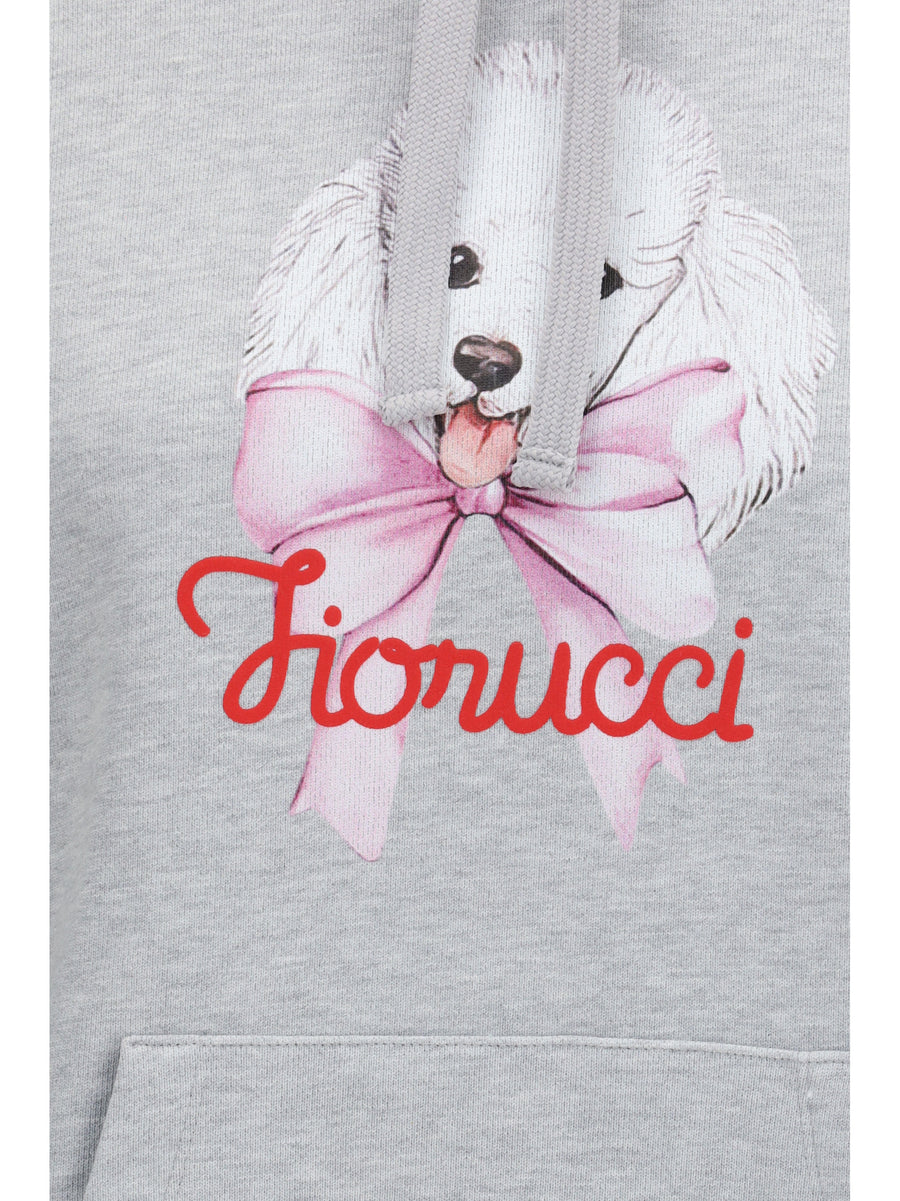 Hoodie Poodle Print Grey Cotton Sweatshirts