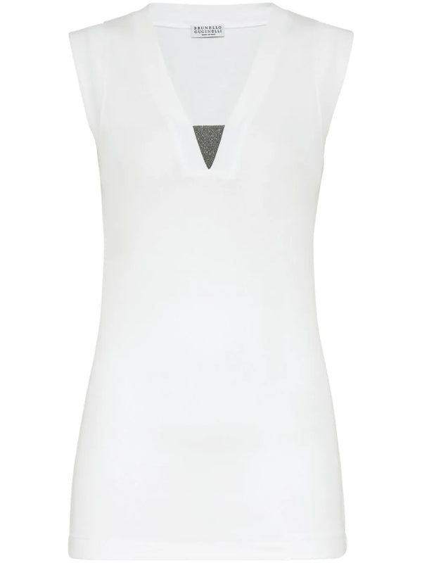 Brunello Cucinelli Cotton 94% tank top in white